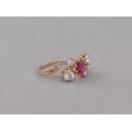 Inel Toi Et Moi din aur roz 18k și platină decorat cu un rubin natural 0.50 ct & diamante naturale 0.82 ct