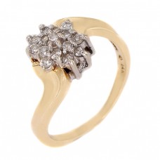 Elegant inel vintage de perioadă mid-century din aur galben 14k & diamante naturale 0.30 ctw | Statele Unite cca.1965 Elegant inel vintage de perioadă mid-century din aur galben 14k & diamante naturale 0.30 ctw | Statele Unite cca.1965