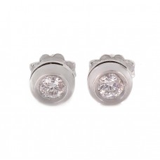 Cercei solitaire din aur alb 18k decorați cu diamante naturale 0.50 ct |  cca. 1980 Cercei solitaire din aur alb 18k decorați cu diamante naturale 0.50 ct |  cca. 1980