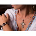Pandant statement religios | Cruce bizantină | manufactură în argint filigranat | Grecia