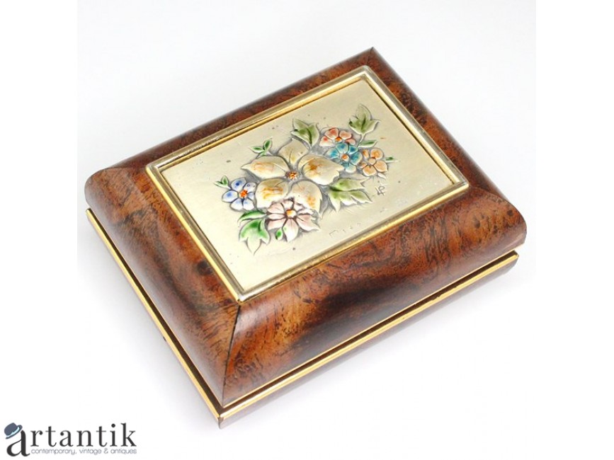 Caseta De Bijuterii Lemn De Briar Metal Argintat Atelier Italian
