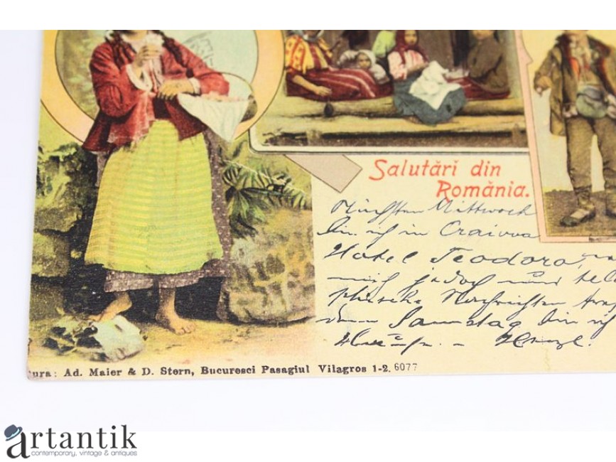 concrete peppermint birth carte poștală - cca 1900 - Salutări din Romania - circulată internațional
