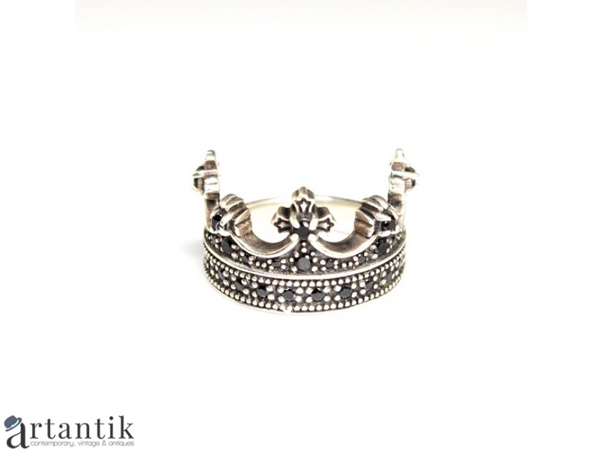 I agree to marking Moral elegant inel " Royal Crown " - argint incrustat cu anturaje de spinel