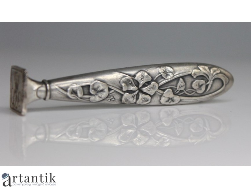 curve Permanent Immunize sigiliu Art Nouveau - metal argintat - Franta cca 1880