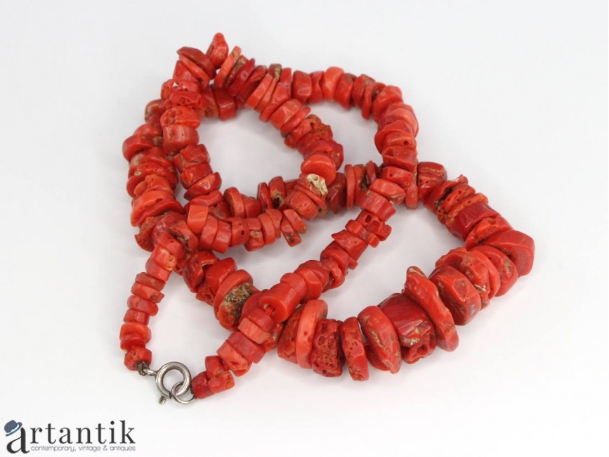 Impresionant Colier De Coral Antic Natural Italia